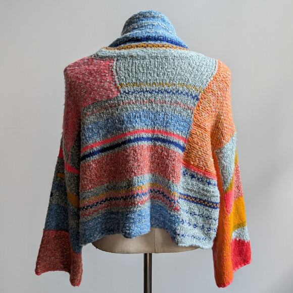 Chunky Knit Oversize Striped Turtleneck Sweater Cropped Kawaii Boho Cute Medium - Picture 5 of 6